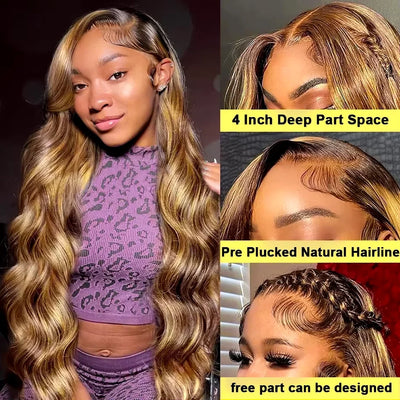 200 Density 30 32Inch 13x6 HD Lace Frontal Wig Body Wave Human Hair 427 Highlight Ombre 13x5 13x4 Lace Front Wig Brazilian Brown