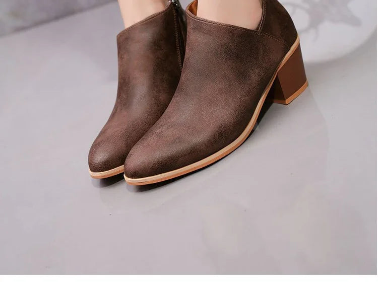 Summer Women Shoes Retro High Heel Ankle Boots Female Block Mid Heels Casual Botas Mujer Booties Feminina Plus Size 43