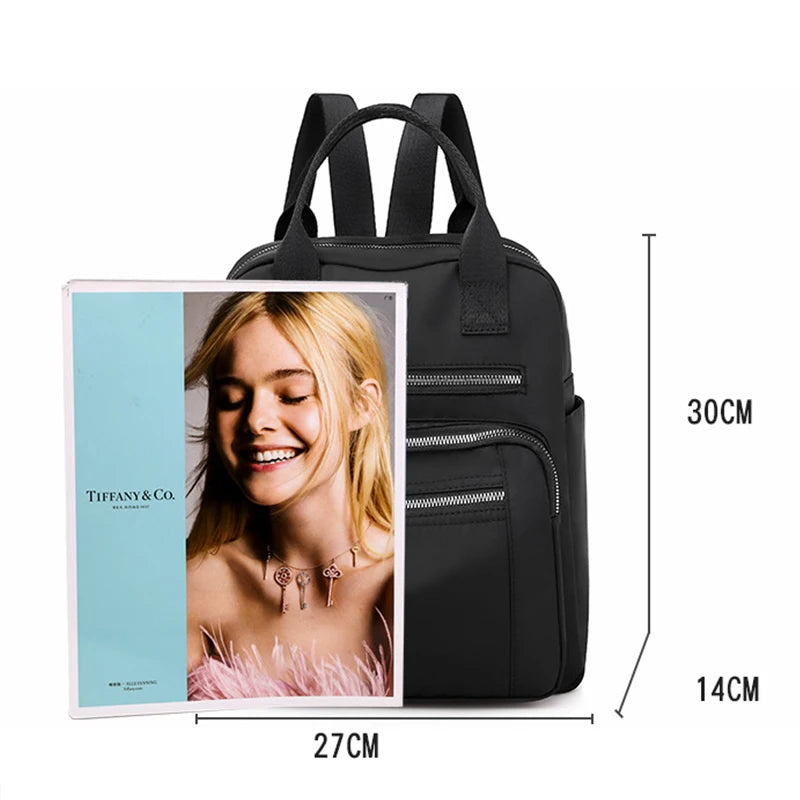 Women Backpack Travel Casual Waterproof Women's Shoulder Bags Female Large Capacity Oxford Rucksack Black Purse
