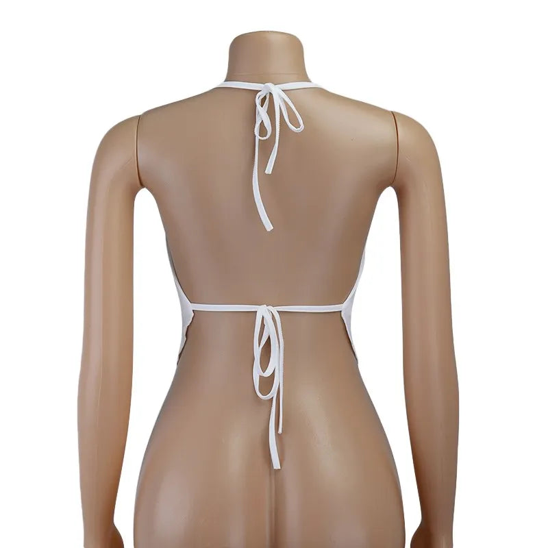 Purple Halter Backless Corset Top