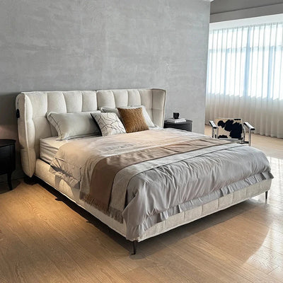 Italian Minimalist Designer 1.8m Master Bedroom Double Bed High-End Home Chenille Velvet Soft Bed Modern for Internet Celebrity