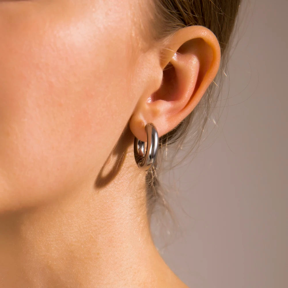 Punk Gold Color Twist Round Piercing Hoop Earrings Female Luxury CZ Crystal Geometric Ear Buckle Huggie Earrings Women Jewelry