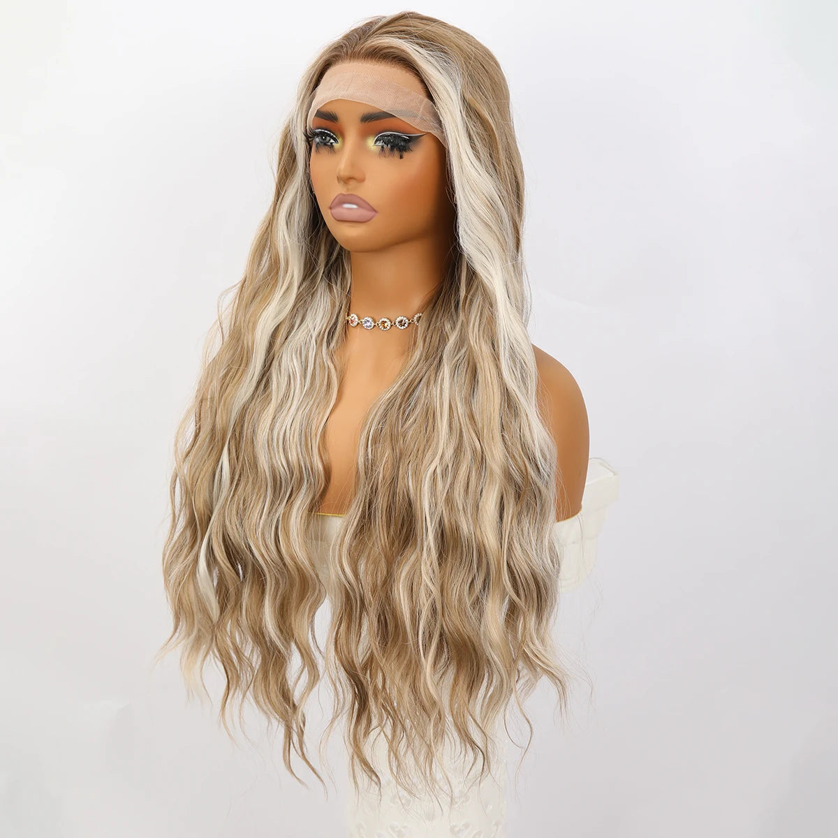 28-inch | Brown Blonde Mixed High-gloss Lace Front T Part SM9208 Series Please Call Me for Actual Inventory.SM9208