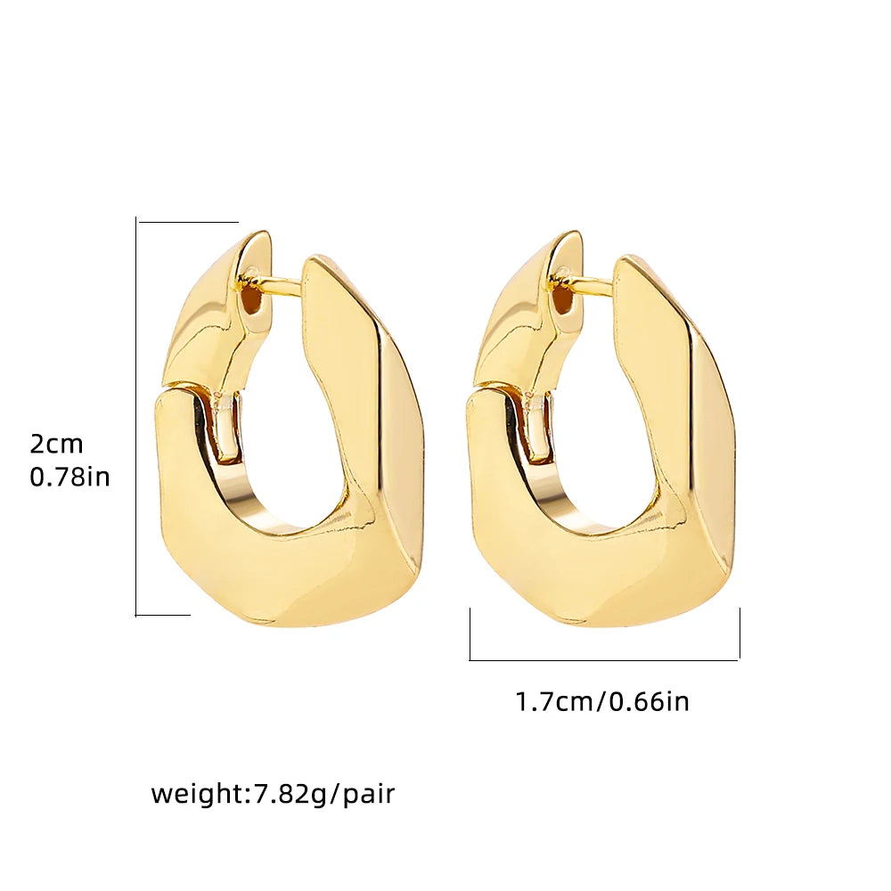 Punk Gold Color Twist Round Piercing Hoop Earrings Female Luxury CZ Crystal Geometric Ear Buckle Huggie Earrings Women Jewelry