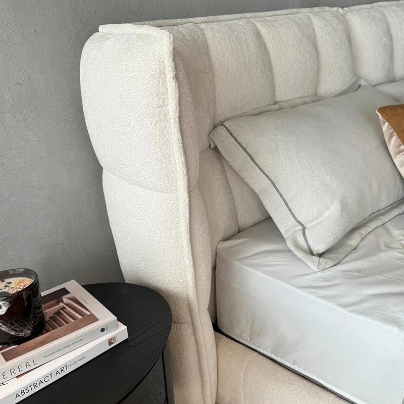 Italian Minimalist Designer 1.8m Master Bedroom Double Bed High-End Home Chenille Velvet Soft Bed Modern for Internet Celebrity