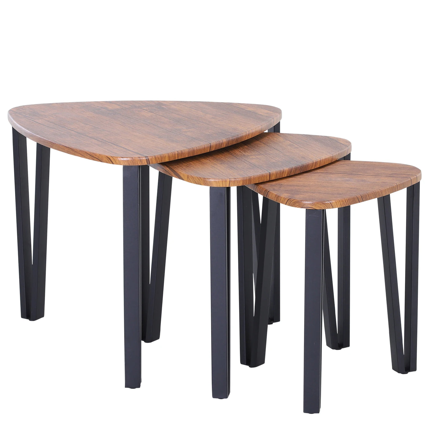 HOMCOM 3 modern coffee tables nest side table with metal legs for