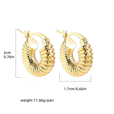 Punk Gold Color Twist Round Piercing Hoop Earrings Female Luxury CZ Crystal Geometric Ear Buckle Huggie Earrings Women Jewelry