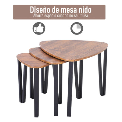 HOMCOM 3 modern coffee tables nest side table with metal legs for
