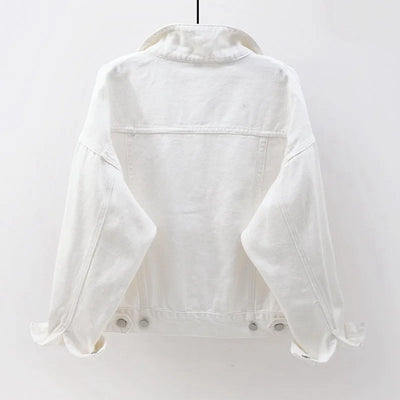 Women's Denim Jacket Spring Autumn Short Coat Pink Jean Jackets Casual Tops Purple Yellow White Loose Tops Lady Outerwear KW02