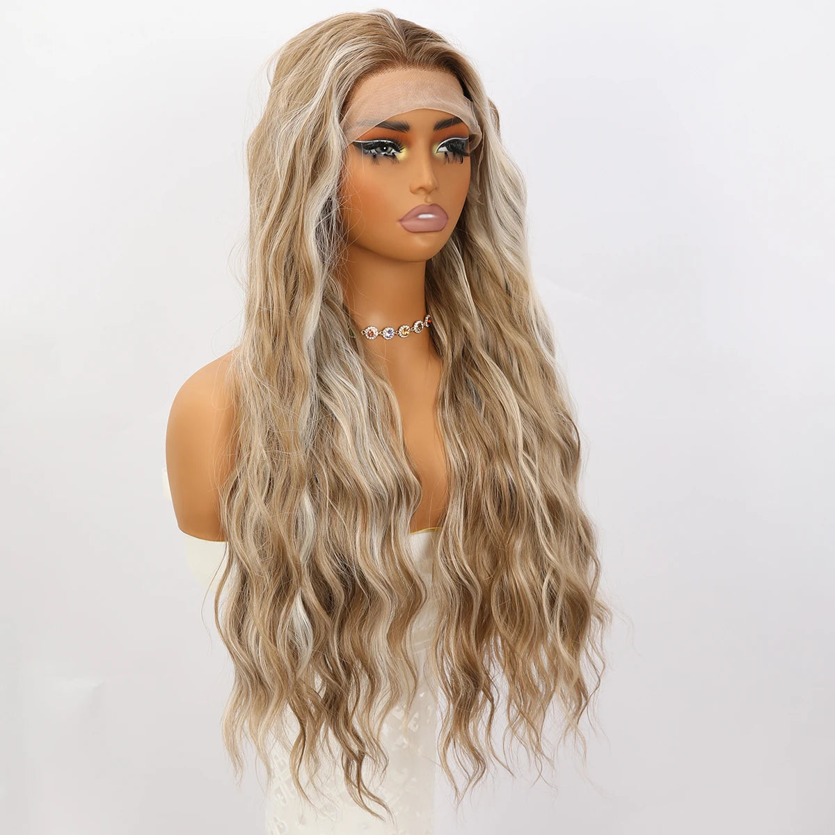 28-inch | Brown Blonde Mixed High-gloss Lace Front T Part SM9208 Series Please Call Me for Actual Inventory.SM9208