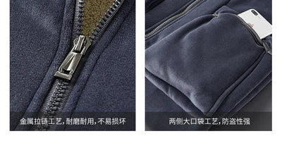 Men Winter Plus Velvet Thick Tracksuits Men's Lamb Cashmere Hoodies+vests+pants Three-pieces Sets Men Warm Casual Lamb Wool Sets
