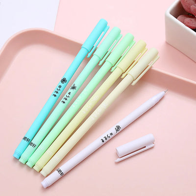 6Pcs/Set Cute Morandi Gel Pen Kawaii 0.5mm Black BallPen Office School Stationery Supplies Student Writing Water Pen Neutral Pen