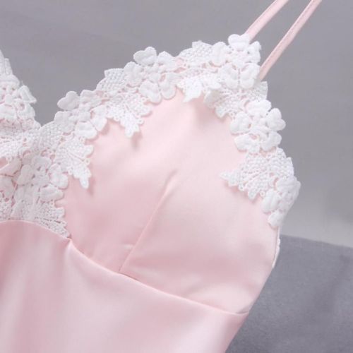 2021 hot sale summer solid v-neck Sexy Lingerie Women Silk  Robe Dress Babydoll Nightdress Nightgown Sleepwear