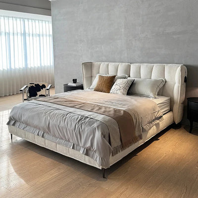 Italian Minimalist Designer 1.8m Master Bedroom Double Bed High-End Home Chenille Velvet Soft Bed Modern for Internet Celebrity