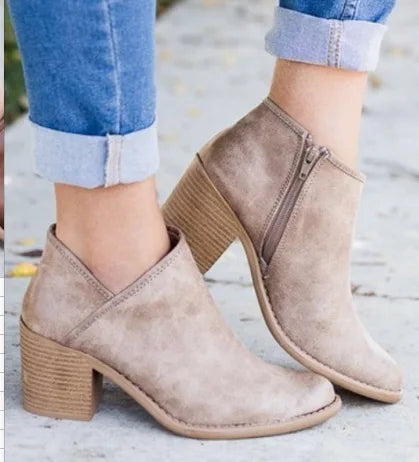 Summer Women Shoes Retro High Heel Ankle Boots Female Block Mid Heels Casual Botas Mujer Booties Feminina Plus Size 43
