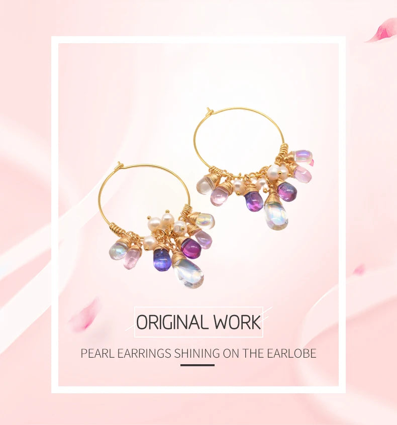 925 Sterling Silver Colorful Tassel Fresh Water Pearl Hoop Earrings Original Design Handmade Womans Luxe Jewelry GE0904