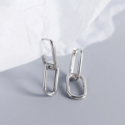 Authentic 925 Sterling Silver Geometric Oval Hoop Earrings For Women Simple Metal Style Detachable Earrings For Women E-073