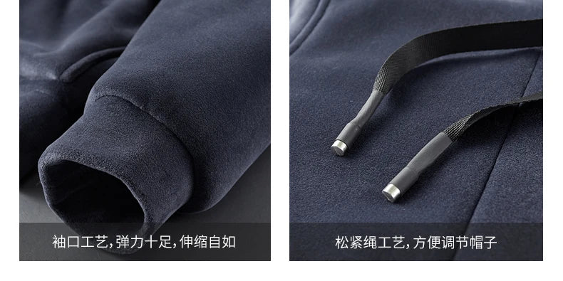 Men Winter Plus Velvet Thick Tracksuits Men's Lamb Cashmere Hoodies+vests+pants Three-pieces Sets Men Warm Casual Lamb Wool Sets
