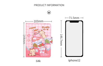 256 Page Children Cute Notebook Color Page Illustration Magnetic Button Soft Leather Diary Student Planner Agenda Notepad Book