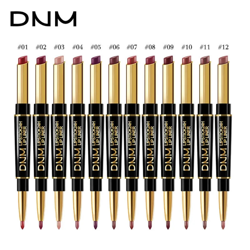 12 Colors 2 In1 Long-lasting Lip Liner Matte Lipsticks Portable Lip Pencil Waterproof Moisturizing Lip Makeup Contour Cosmetics