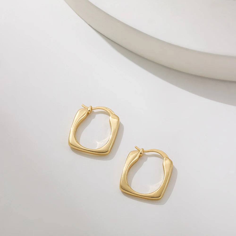 Punk Gold Color Twist Round Piercing Hoop Earrings Female Luxury CZ Crystal Geometric Ear Buckle Huggie Earrings Women Jewelry