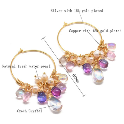 925 Sterling Silver Colorful Tassel Fresh Water Pearl Hoop Earrings Original Design Handmade Womans Luxe Jewelry GE0904