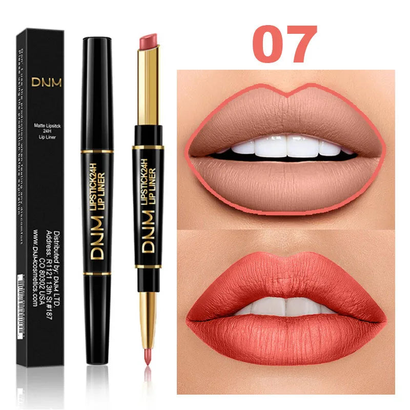 12 Colors 2 In1 Long-lasting Lip Liner Matte Lipsticks Portable Lip Pencil Waterproof Moisturizing Lip Makeup Contour Cosmetics