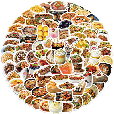 10/30/90pcs Cute Cartoon Food Stickers Delicacy Graffiti Decals Kids Toy DIY Phone Luggage Fridge Notebook Guitar Wall Sticker