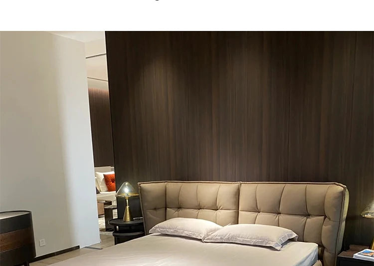 Italian Minimalist Designer 1.8m Master Bedroom Double Bed High-End Home Chenille Velvet Soft Bed Modern for Internet Celebrity