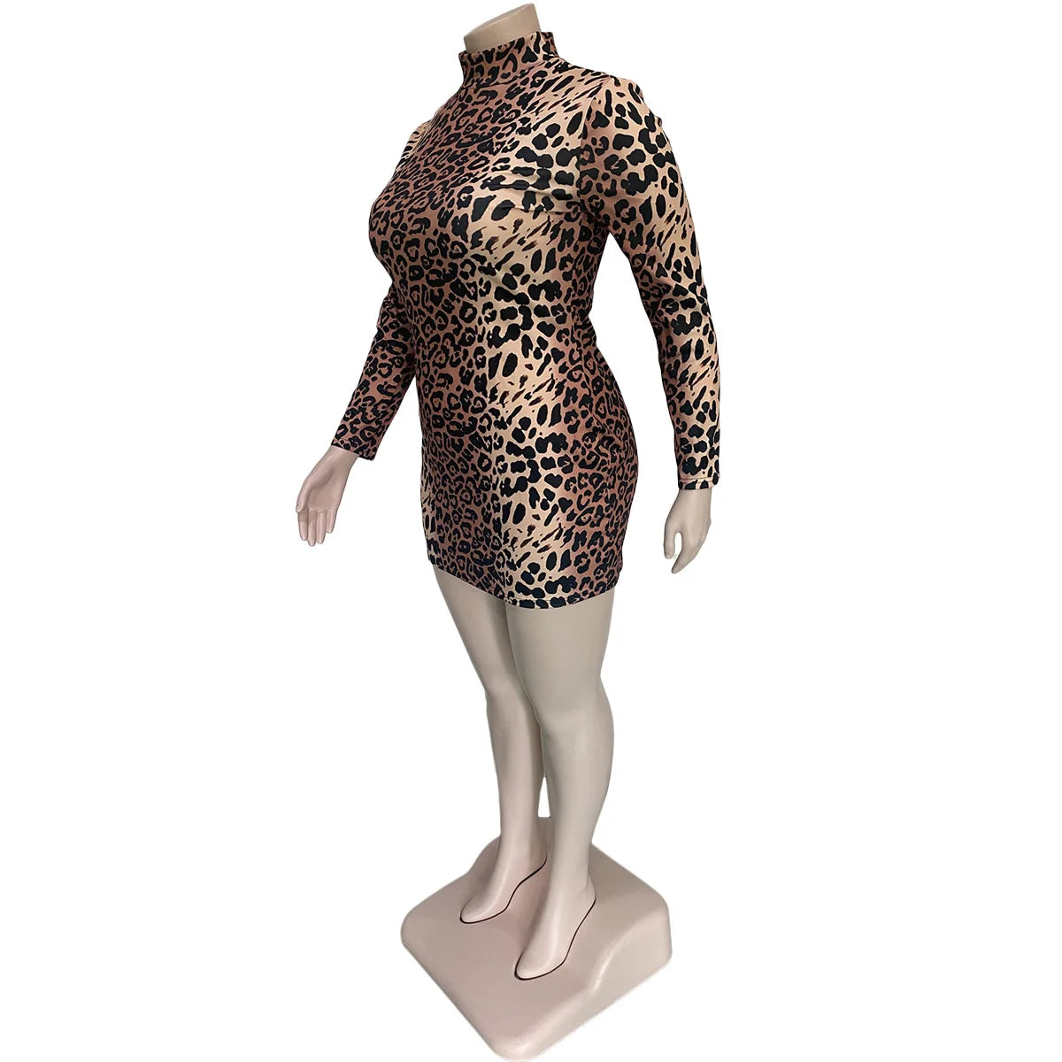 XL-4XL Fashion Club Plus Size Dresses Women Clothing Long Sleeve Leopard Sexy Mini Dress Female Outfit Wholesale Dropshipping
