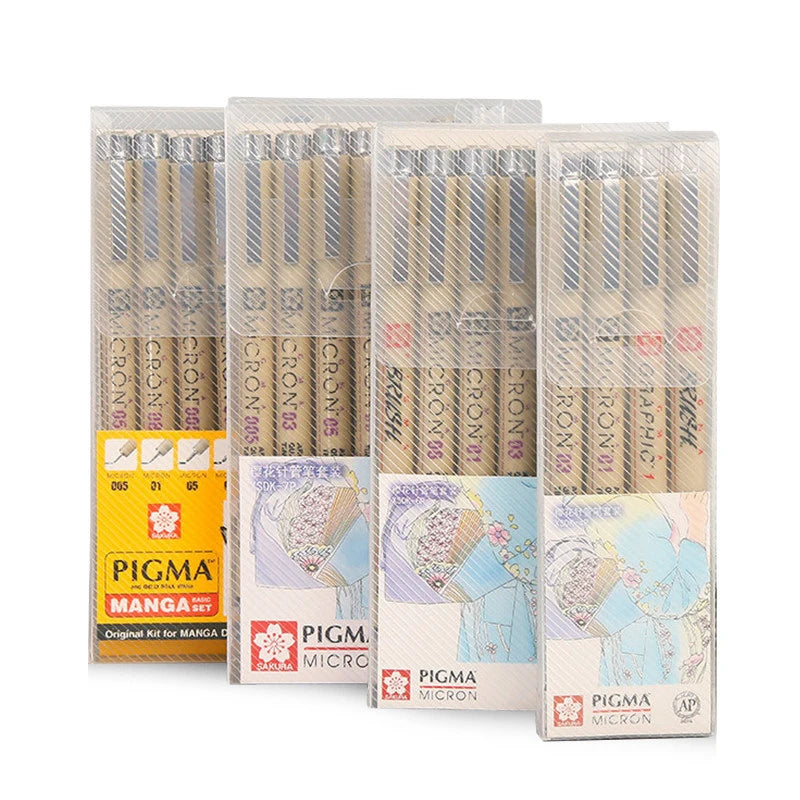 SAKURA Waterproof Micron Pen Set Waterproof Fine Liner Marker Pen Painting Drawing Sketch Markers Artistic Cartoon Design