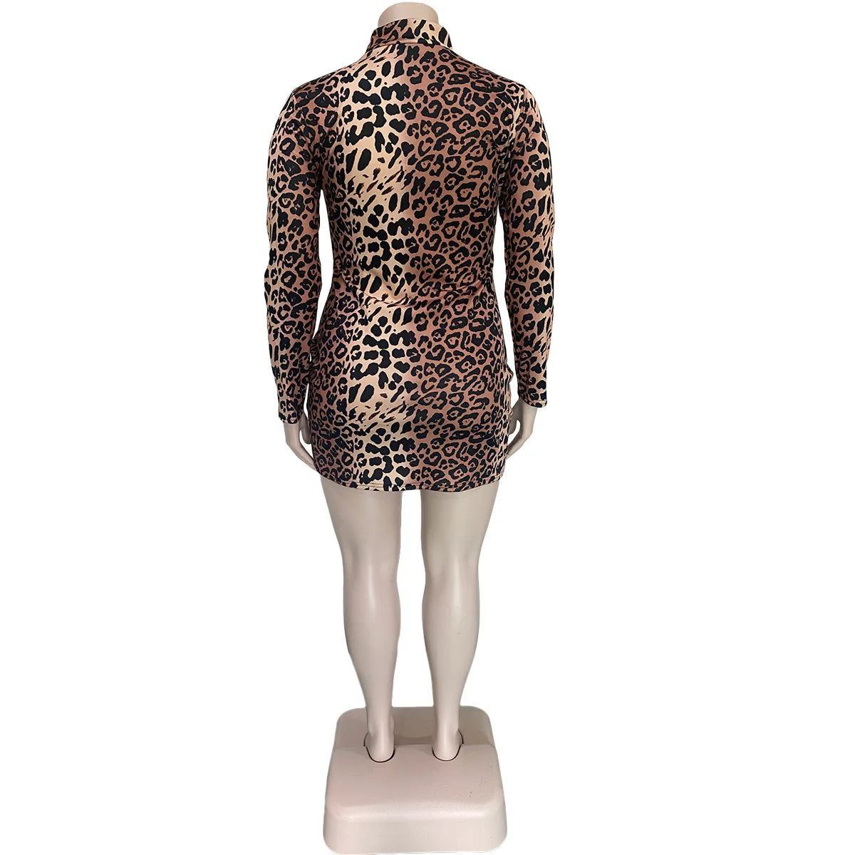 XL-4XL Fashion Club Plus Size Dresses Women Clothing Long Sleeve Leopard Sexy Mini Dress Female Outfit Wholesale Dropshipping