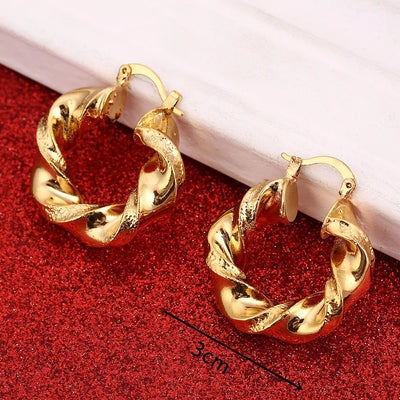 Dubai Gold Color Ethiopian Hoop Earrings African Style for Israel Sudan Arab Middle East Women Jewelry
