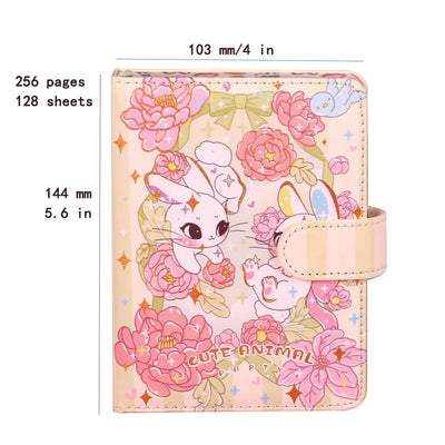 256 Page Children Cute Notebook Color Page Illustration Magnetic Button Soft Leather Diary Student Planner Agenda Notepad Book