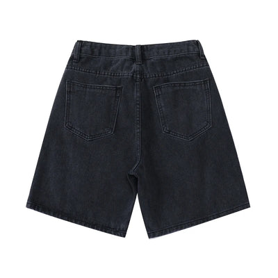 2025 Summer Women's High Waist Denim Shorts Casual Loose Ladies Plus Size Streetwear Fashion Button Wide Leg Short Jeans Female