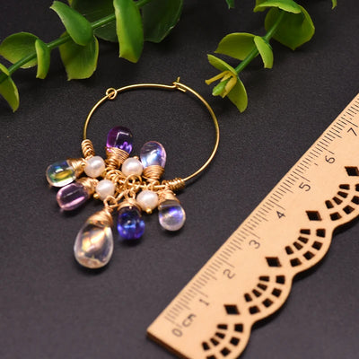925 Sterling Silver Colorful Tassel Fresh Water Pearl Hoop Earrings Original Design Handmade Womans Luxe Jewelry GE0904