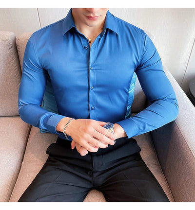 Shirts For Men Clothing Korean Luxury Long Sleeve Men's Social Shirts Simple All Match Casual Slim Fit Formal Work Wear Big Size