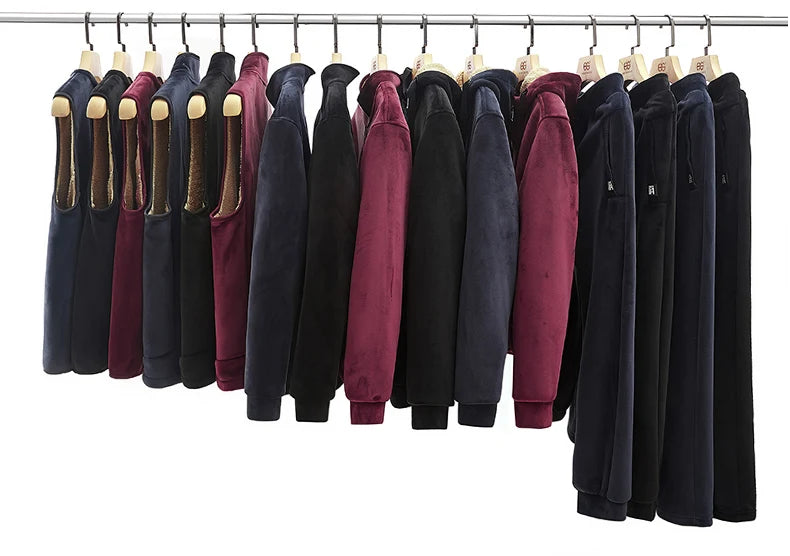 Men Winter Plus Velvet Thick Tracksuits Men's Lamb Cashmere Hoodies+vests+pants Three-pieces Sets Men Warm Casual Lamb Wool Sets