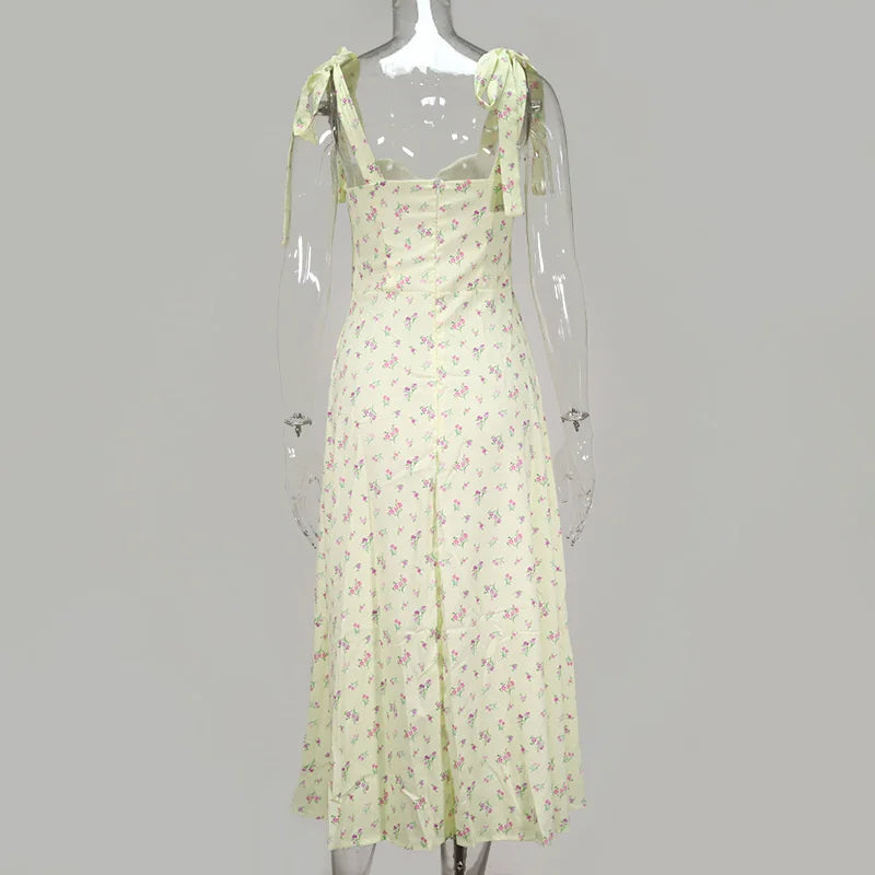 Josiaoprah Holiday floral dress lace up women's summer sundress A-line Spaghetti Strap dress Prairie chic ladies vestidos