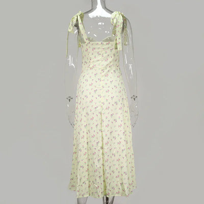 Josiaoprah Holiday floral dress lace up women's summer sundress A-line Spaghetti Strap dress Prairie chic ladies vestidos