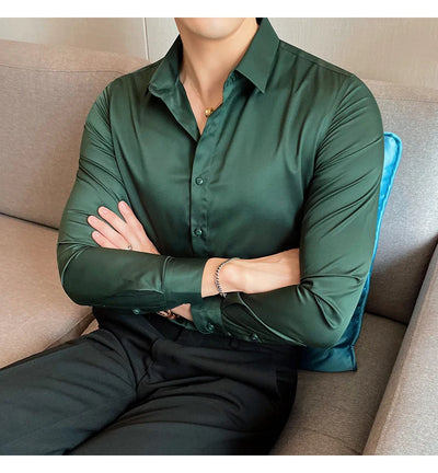 Shirts For Men Clothing Korean Luxury Long Sleeve Men's Social Shirts Simple All Match Casual Slim Fit Formal Work Wear Big Size