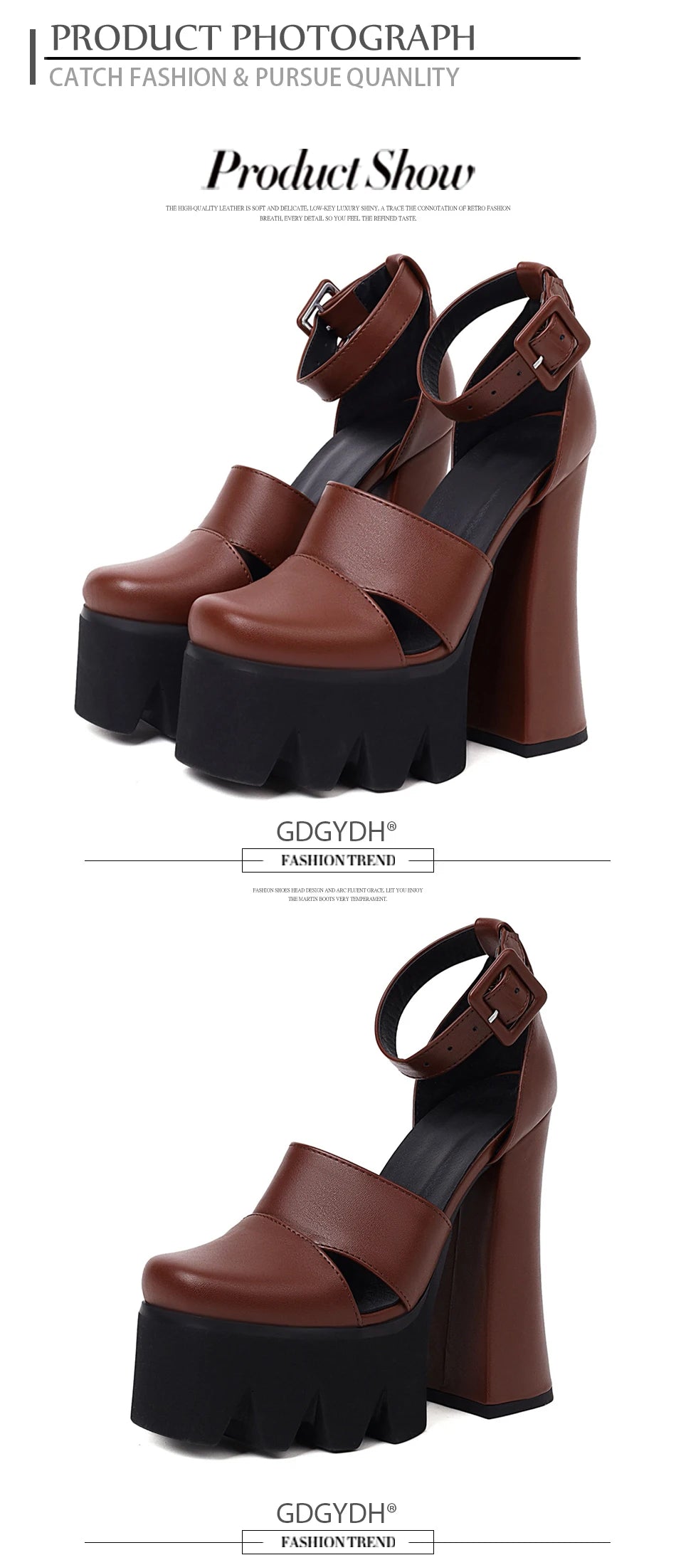 Punk Rock Style Platform Sandals Women Ankle Strap Belt Buckle Hegith Heels 15cm Sexy High Heels Shoes Cut Out Plus Size