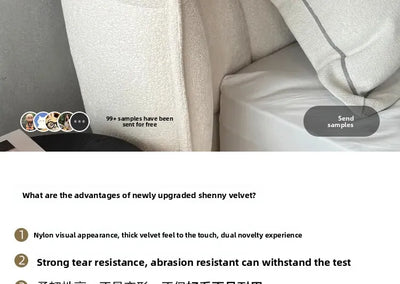 Italian Minimalist Designer 1.8m Master Bedroom Double Bed High-End Home Chenille Velvet Soft Bed Modern for Internet Celebrity