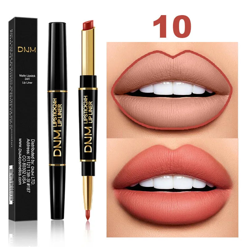 12 Colors 2 In1 Long-lasting Lip Liner Matte Lipsticks Portable Lip Pencil Waterproof Moisturizing Lip Makeup Contour Cosmetics