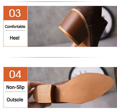 Summer Women Shoes Retro High Heel Ankle Boots Female Block Mid Heels Casual Botas Mujer Booties Feminina Plus Size 43