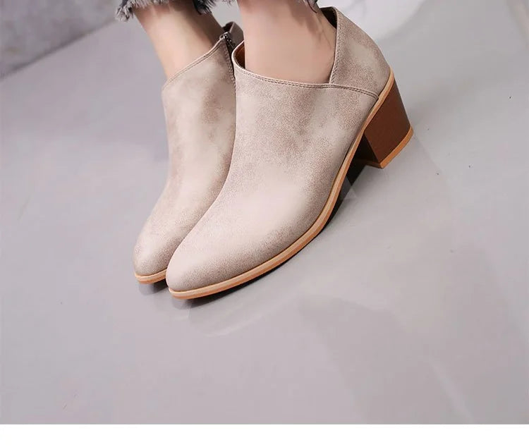 Summer Women Shoes Retro High Heel Ankle Boots Female Block Mid Heels Casual Botas Mujer Booties Feminina Plus Size 43