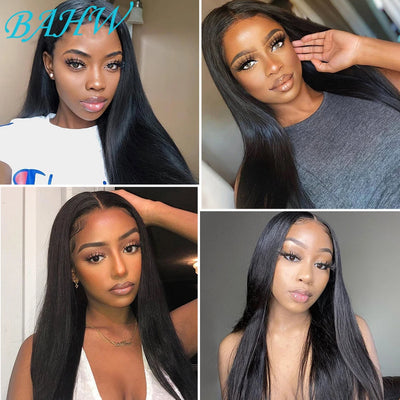 12A Peruvian Straight 13x6 Lace Front Human Hair Wig Natural Color 32 Inch 4x4 HD Transparent Lace Closure Wig For Black Women