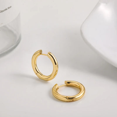 Punk Gold Color Twist Round Piercing Hoop Earrings Female Luxury CZ Crystal Geometric Ear Buckle Huggie Earrings Women Jewelry