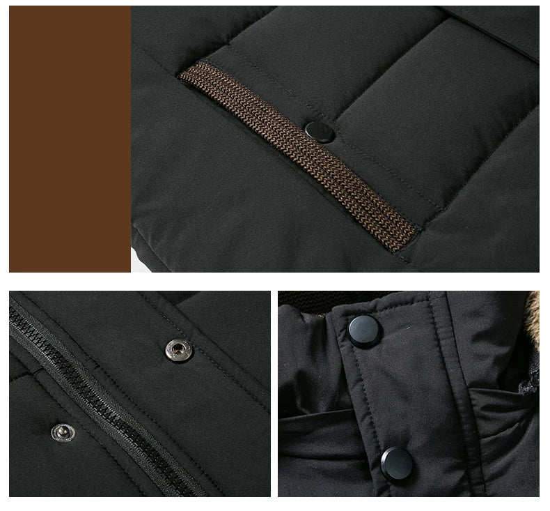 2023 Winter New Warm Thick Fleece Parkas Men Waterproof Hooded Fur Collar Parka Jacket Coat Men Autumn Fashion Casual Parkas Men