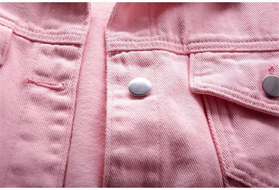 Women's Denim Jacket Spring Autumn Short Coat Pink Jean Jackets Casual Tops Purple Yellow White Loose Tops Lady Outerwear KW02